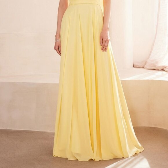 New A-Line Strapless Chiffon Dress w/ Scarf Accessory & Lace Up Back CD T703 - Picture 10 of 10